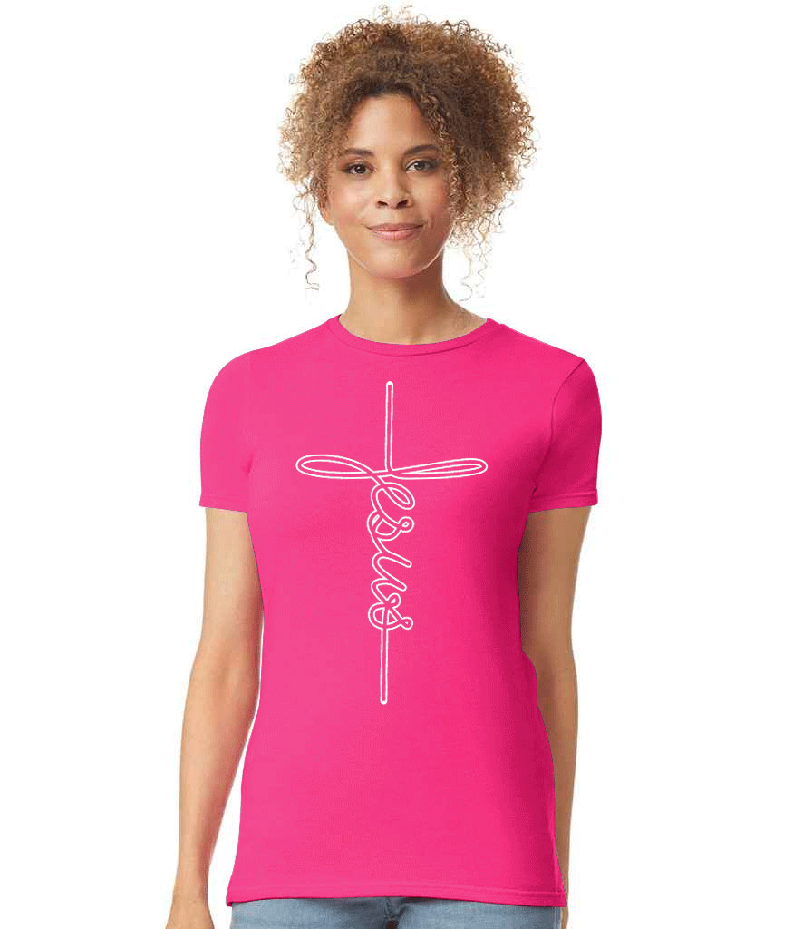 IYF04-GD72: 'Jesus' Ladies SoftStyle T-Shirt