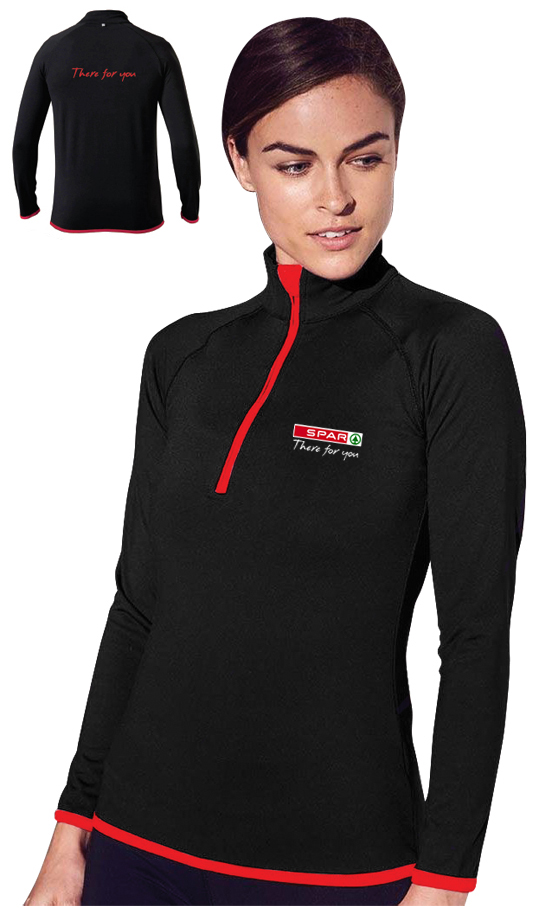 JC036: Ladyfit Contrast Zip Neck Cooltex Jumper