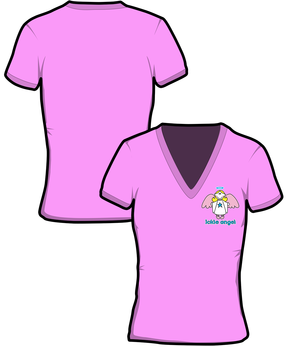 S039-GD91: "Ickle Angel" Ladies v-neck t-shirt