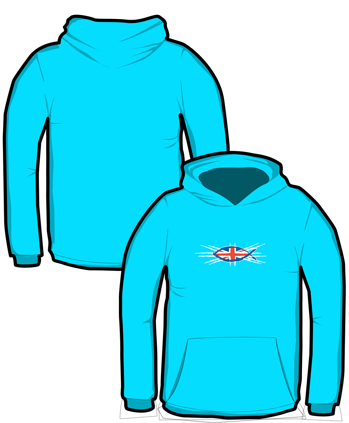 S074-JH01B: "Union Fish" Kids hoodie