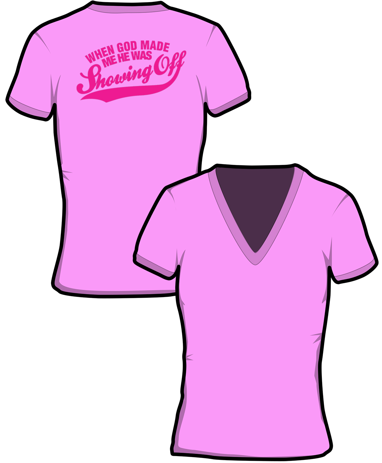 S161-GD91: "Showing Off" Ladies v-neck t-shirt