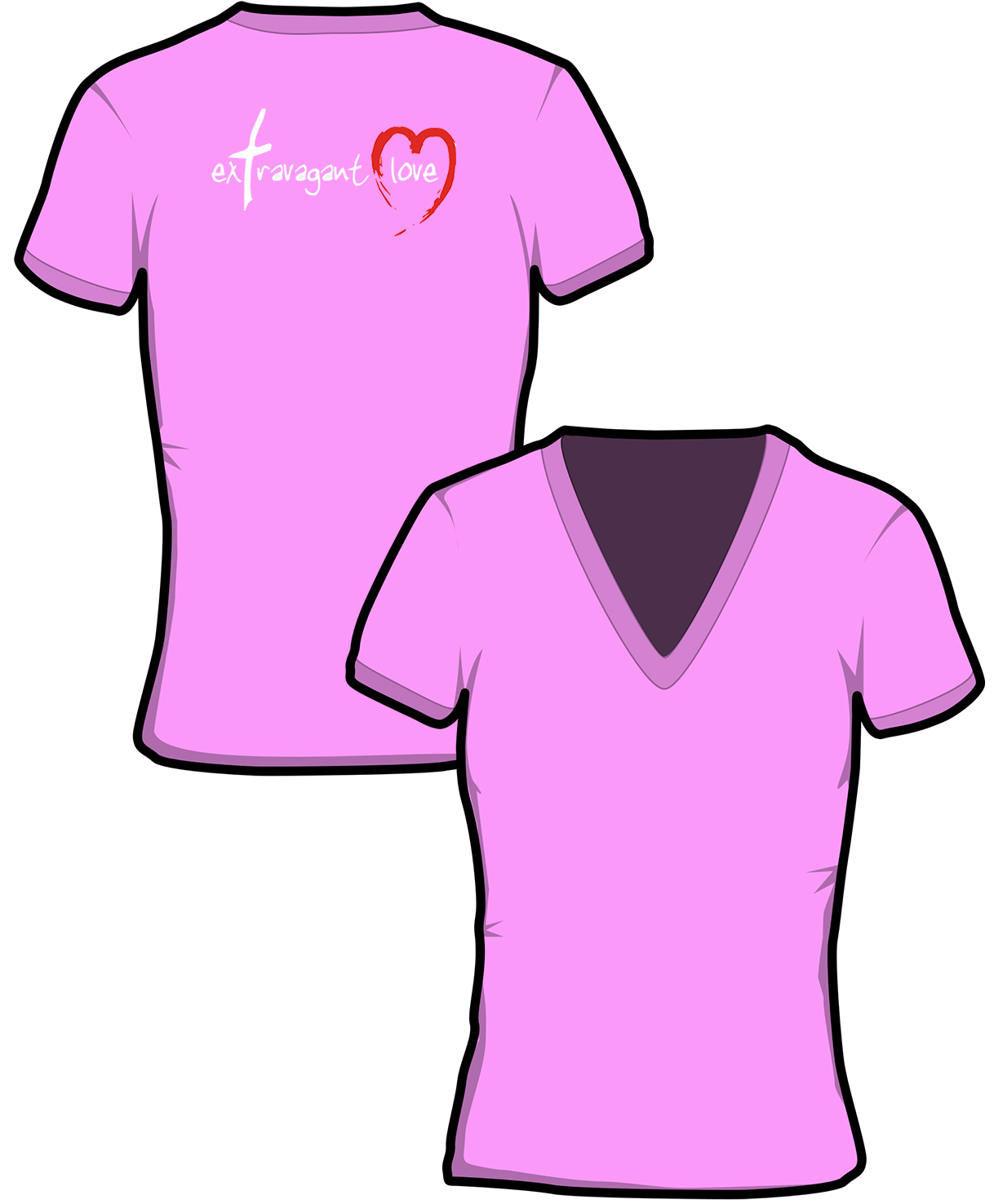 S206-GD91: "Extravagant Love" Ladies v-neck t-shirt