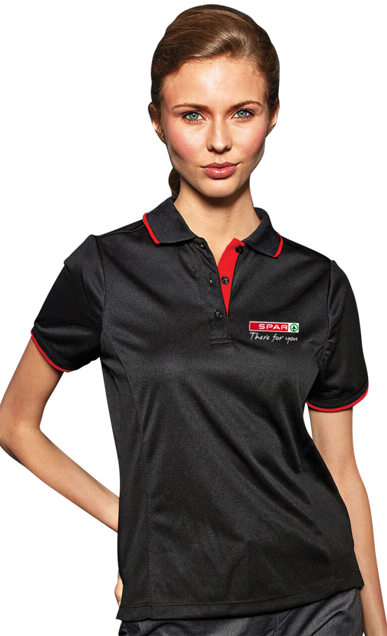 SP619: Ladies Contrast Coolchecker Polo Shirt